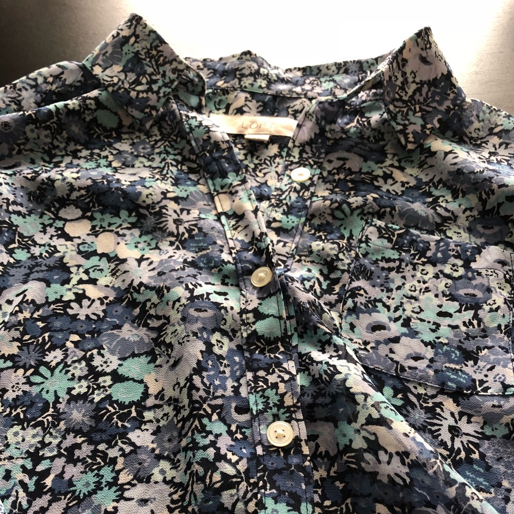 LOFT Sheer Floral Button-down Shirt